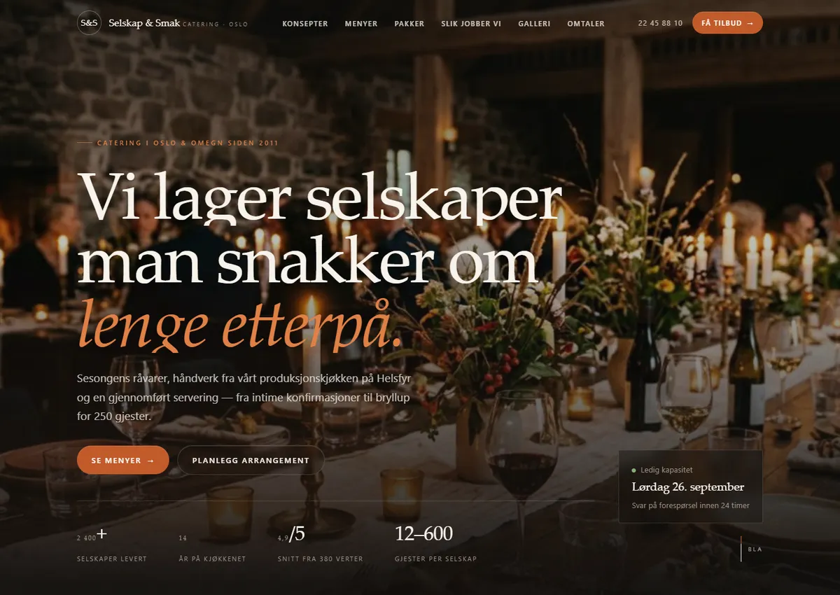 Designkonsept: Selskap & Smak Catering