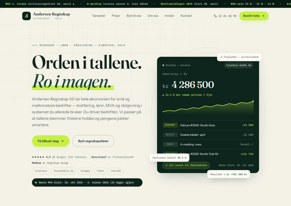 Designkonsept: Andersen Regnskap AS