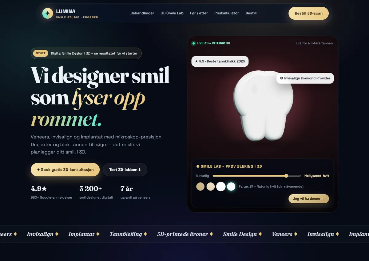 Designkonsept: LUMINA Smile Studio