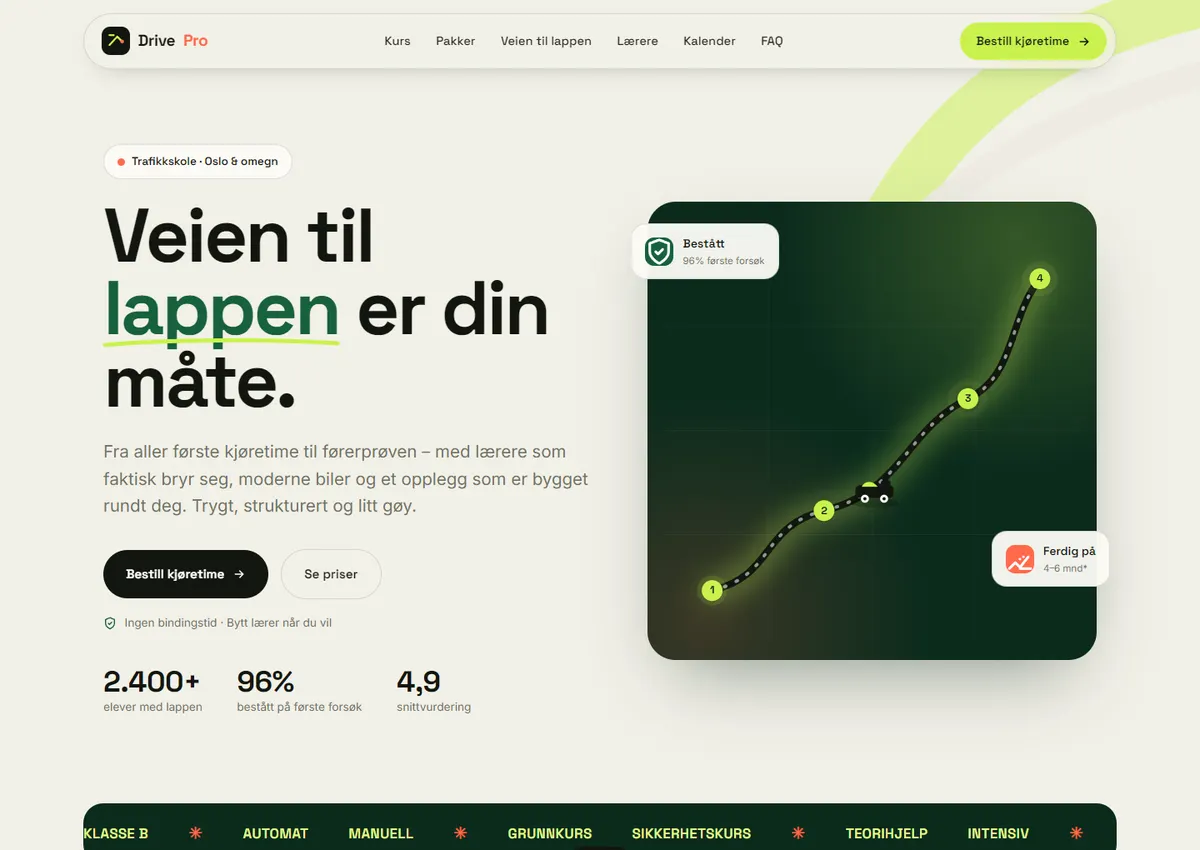Designkonsept: DrivePro Trafikkskole